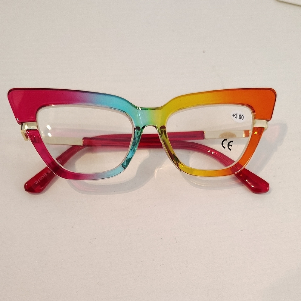 +3.00 Vibrant Gradient Cat-Eye Reading Glasses